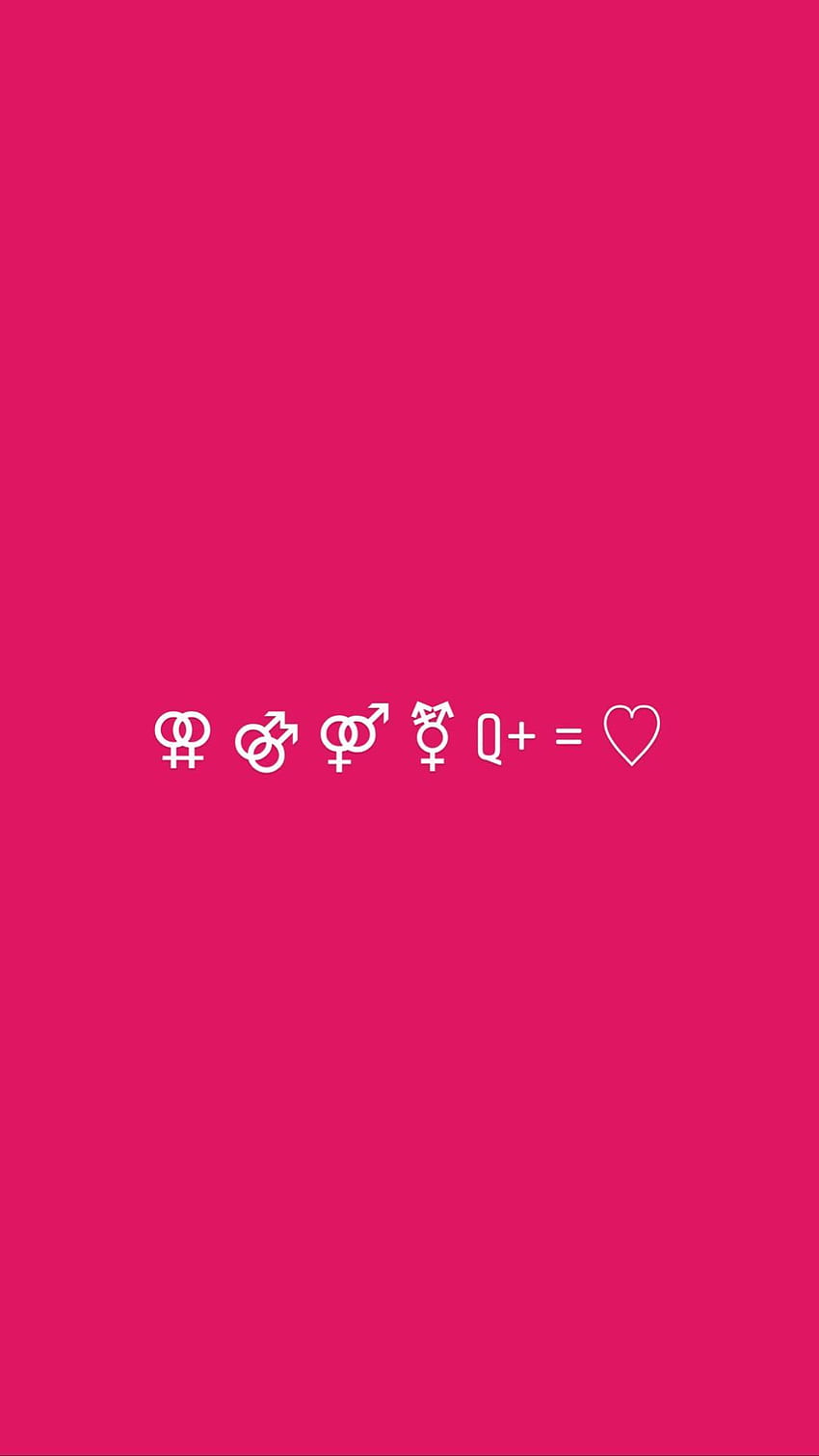 A pink background with a white graphic of a heart - Lesbian