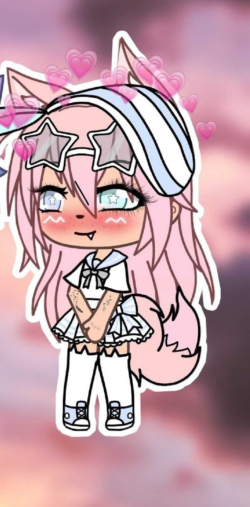 A cute anime girl with pink hair and white dress - Toca Boca
