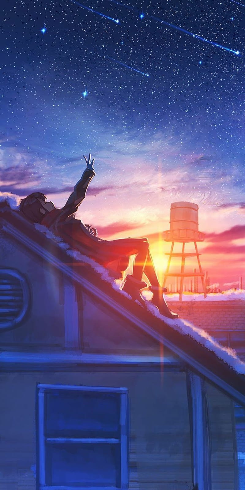 Anime sunset, art, HD phone wallpaper