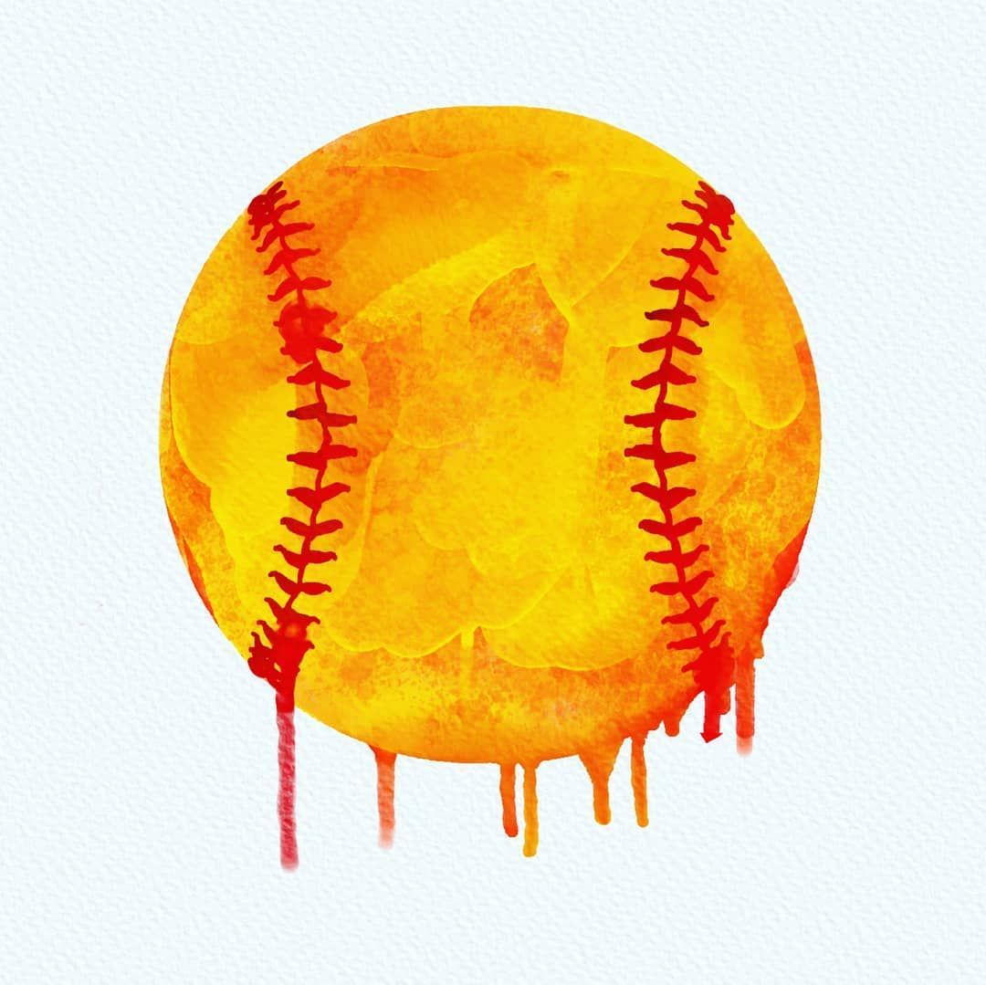 Watercolor painting of a softball - Softball