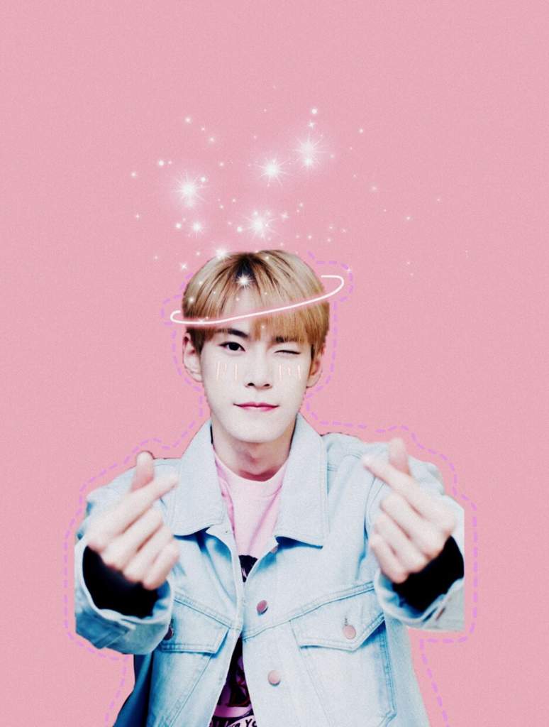 A pink photo of Jimin with a pink background - NCT