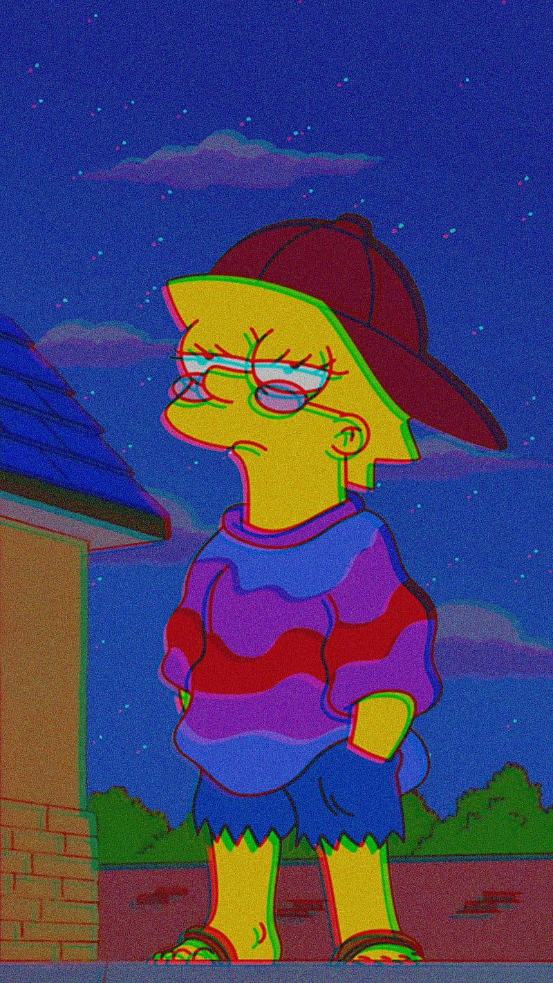 Lisa Simpson in a rainbow striped shirt and shorts - Lisa Simpson