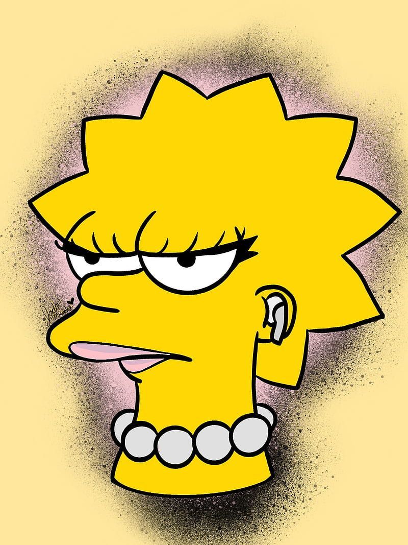 Lisa Simpson with a white pearl necklace - Lisa Simpson, The Simpsons