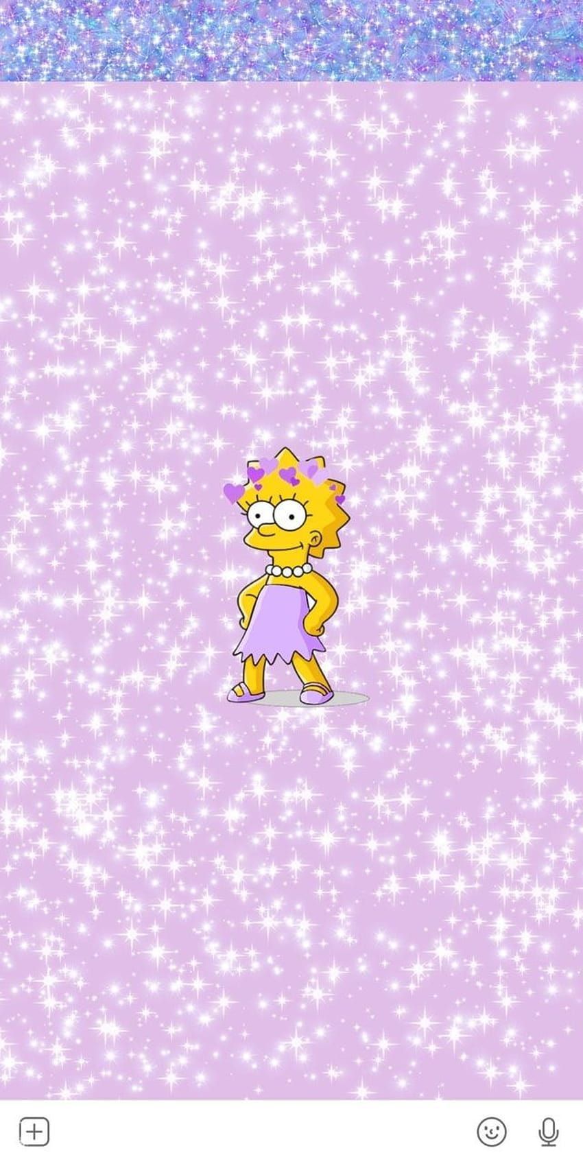 The simpsons in a purple background with glitter - Lisa Simpson