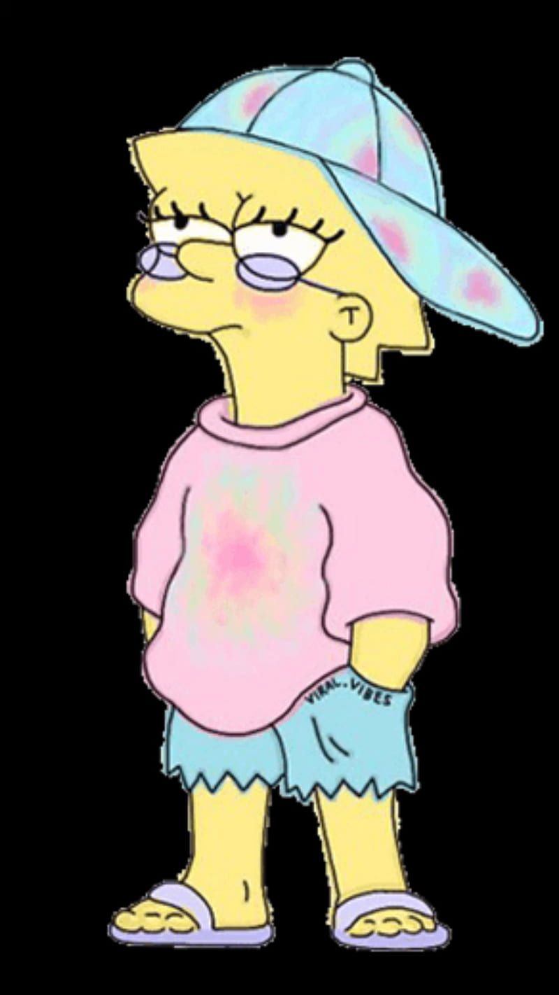 A cartoon character wearing sunglasses and standing - Lisa Simpson