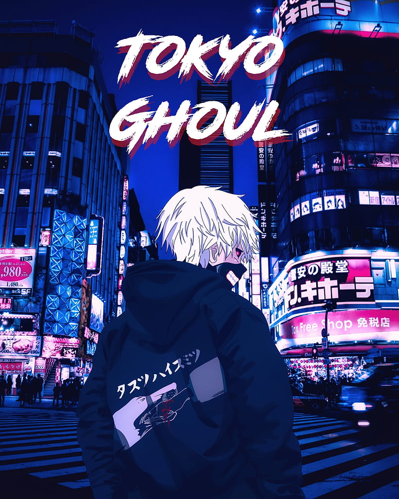 A man in black jacket and hoodie walking down the street - Tokyo Ghoul