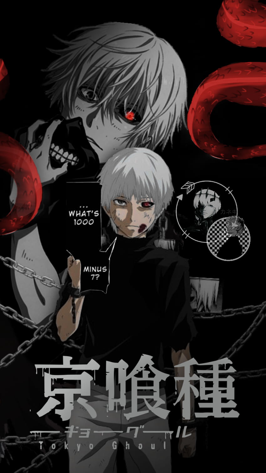 A poster for anime with two people in black and white - Tokyo Ghoul