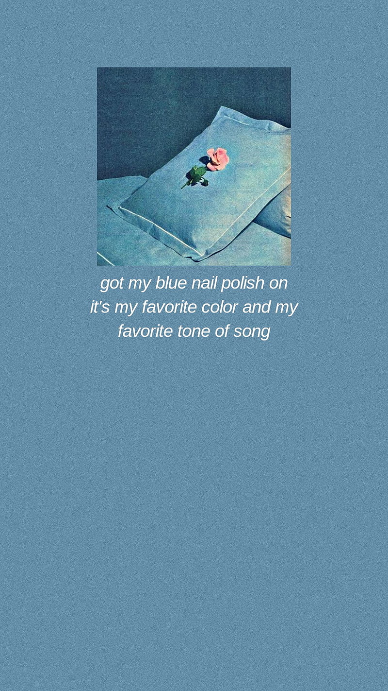 Aesthetic blue background with a rose on a blue pillow - Lana Del Rey