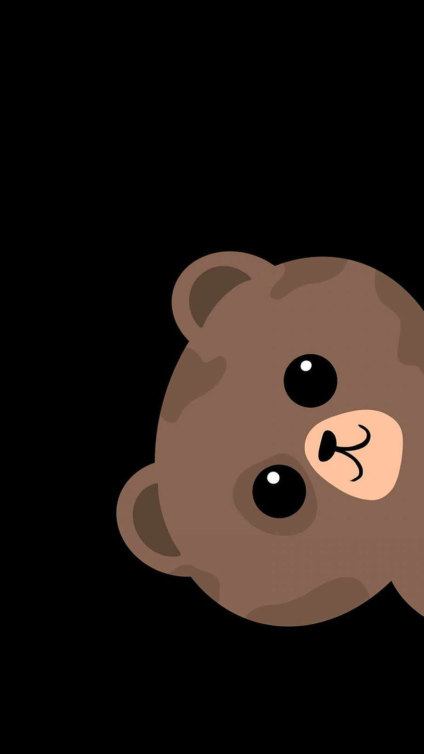 A black wallpaper with a brown bear on it - Teddy bear