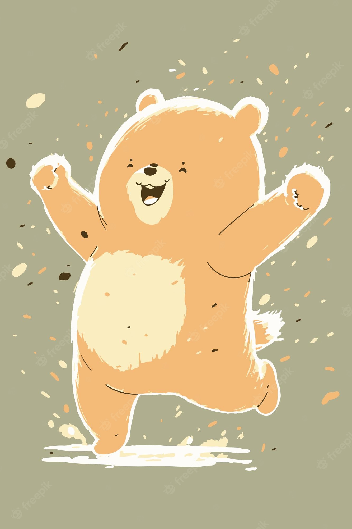 A cute bear is running and jumping - Teddy bear