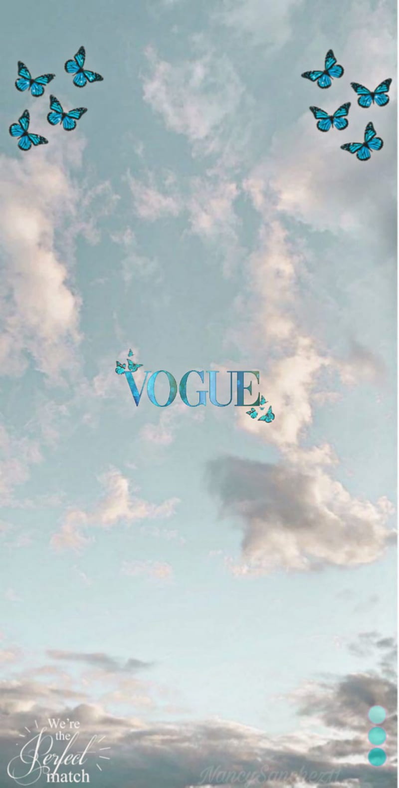 Vogue blue, aesthetic, azulceleste, sky, , goodnight, mariposas, clouds, text, HD phone wallpaper