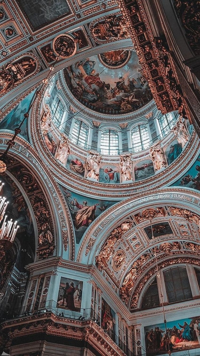 The ceiling of a church with paintings on it - Architecture, light academia, royalcore, Goblincore, castle, dark academia