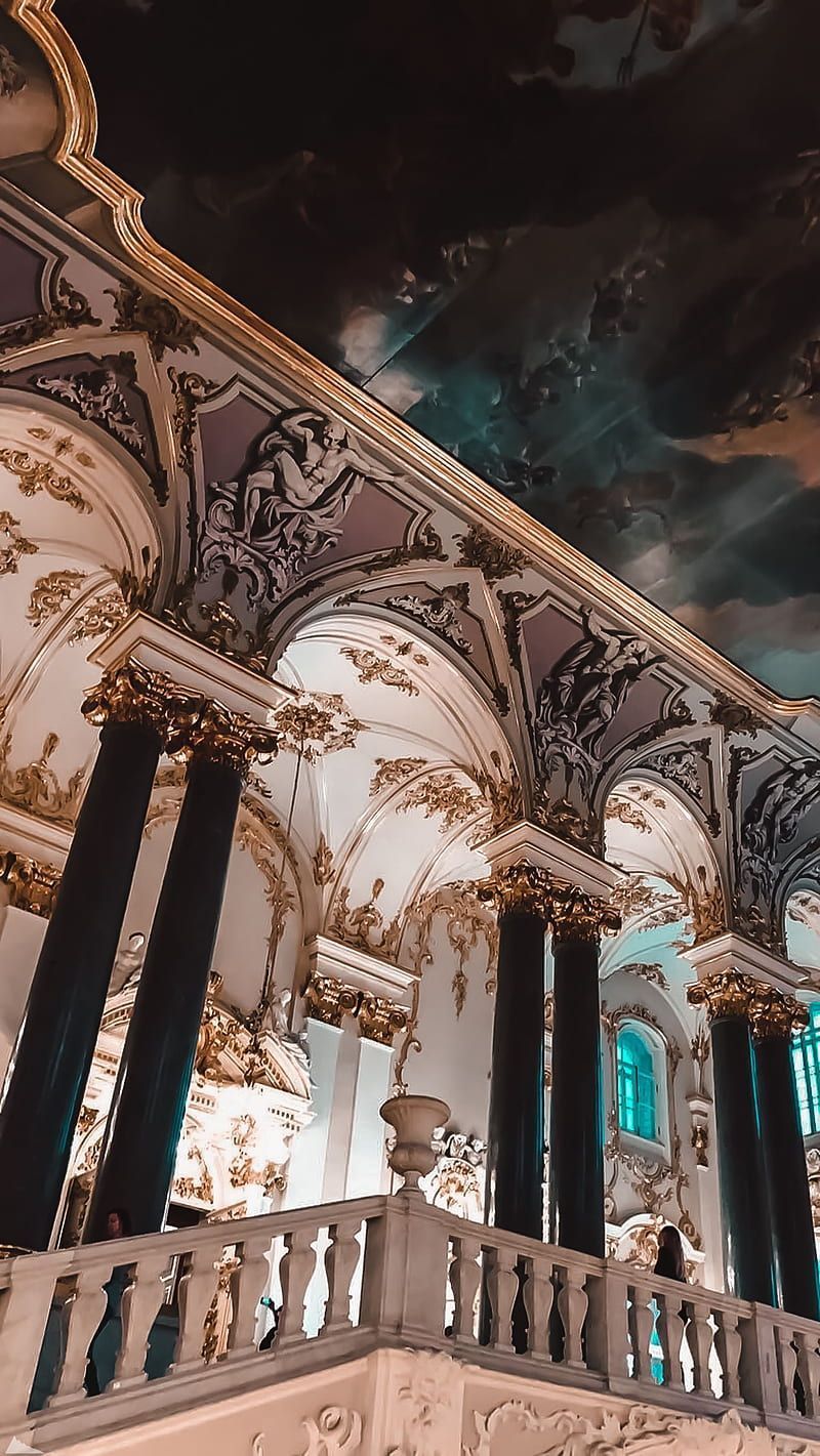 The inside of the Hermitage Museum in St Petersburg, Russia. - Architecture, royalcore