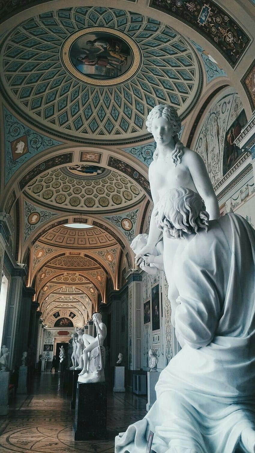 A large room with many statues in it - Architecture, Greek mythology