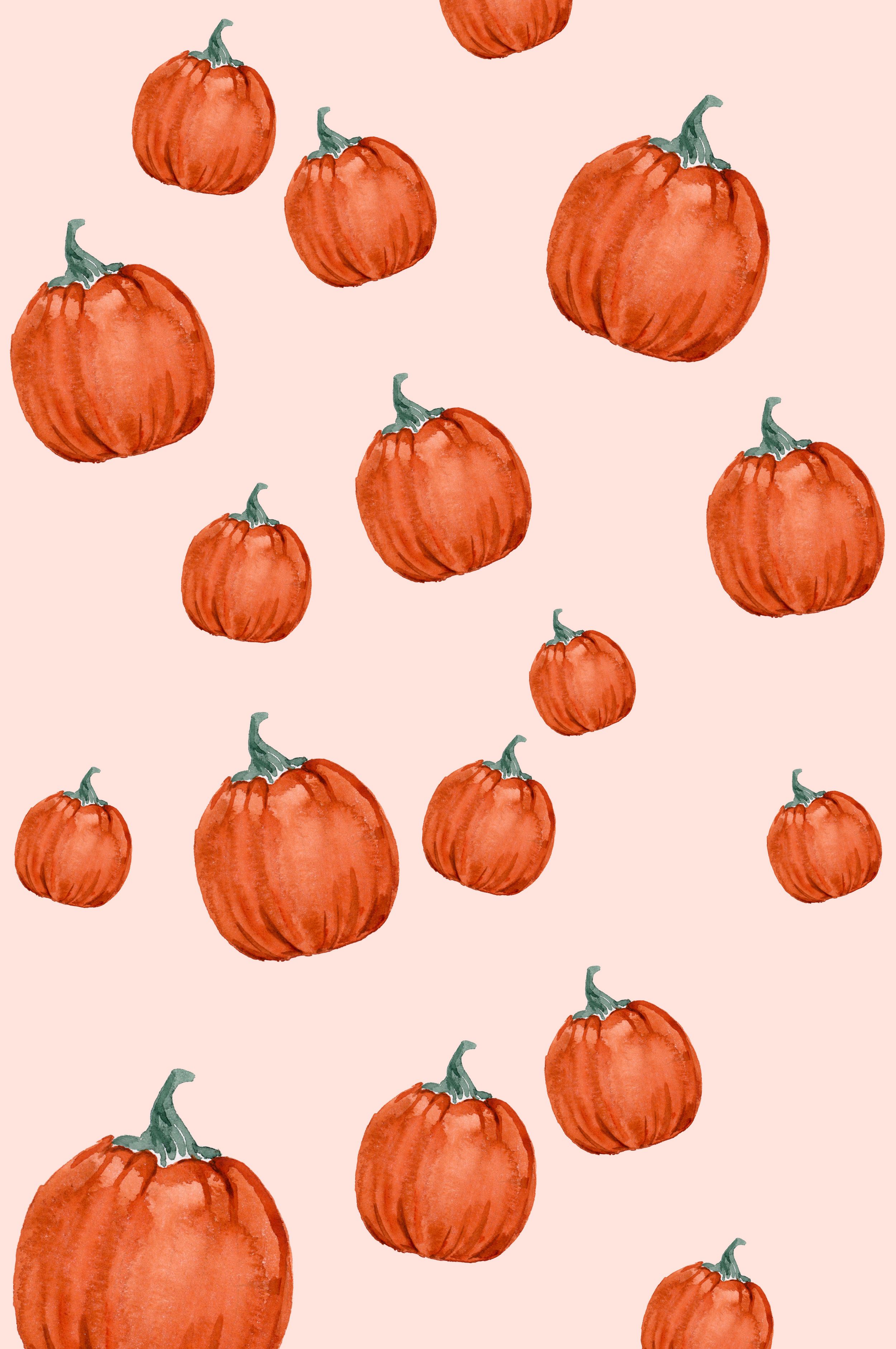 A pattern of orange pumpkins on a pink background - Fall, cute fall, fall iPhone