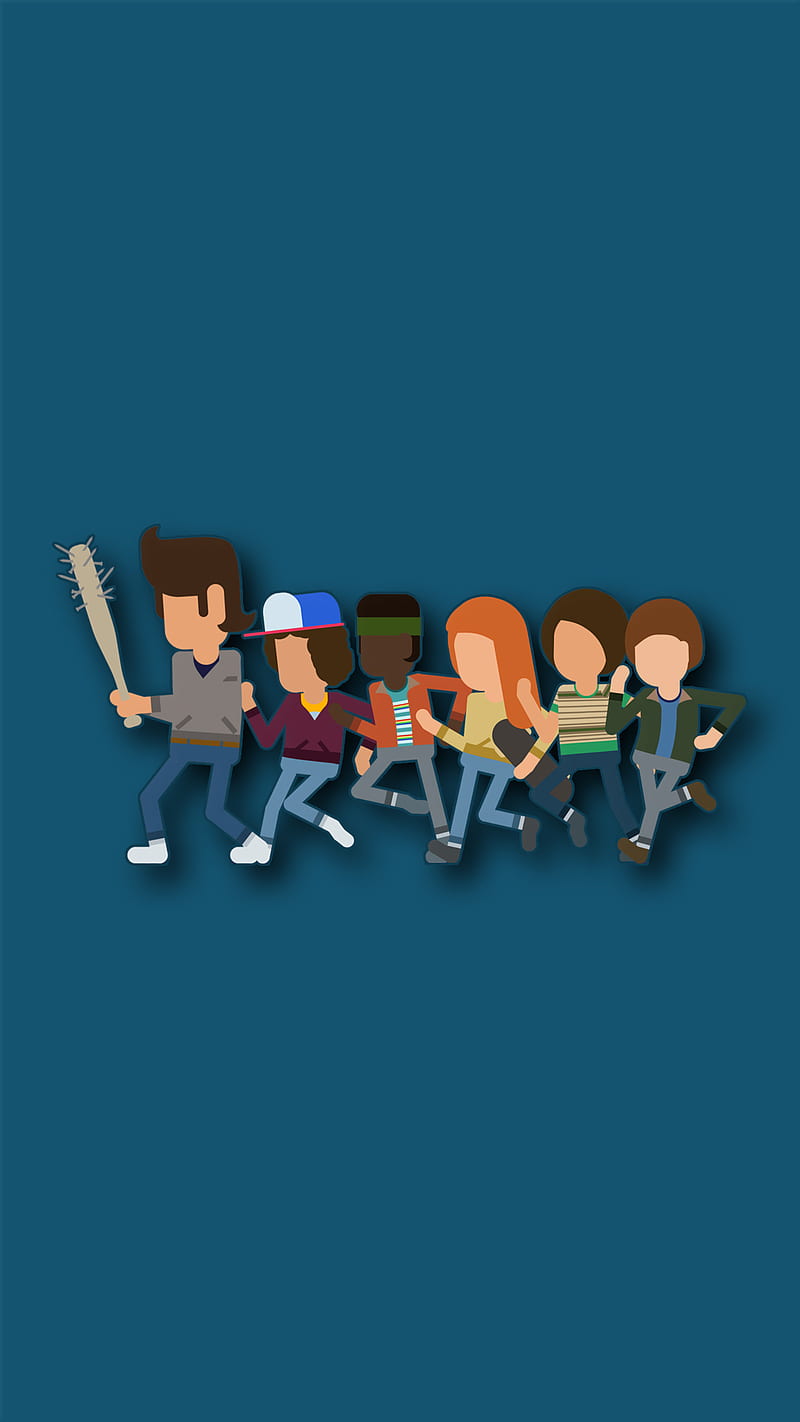 Wallpaper for mobile phone of the characters from Stranger Things - Stranger Things