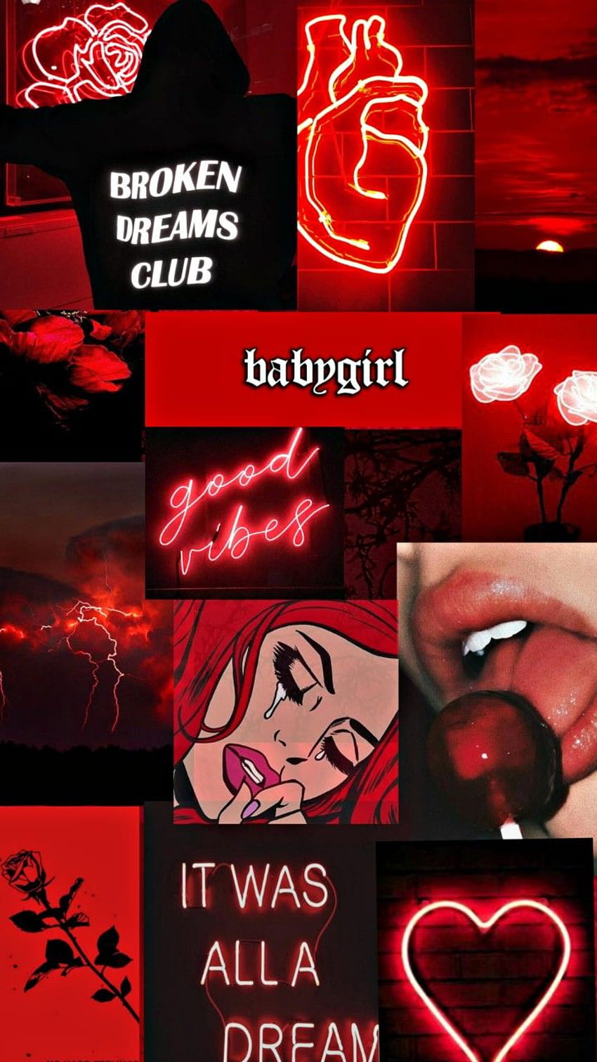 A collage of pictures with red and black - Red, dark red