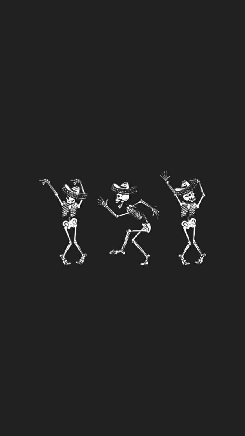 Three skeletons dancing in a row - Skeleton