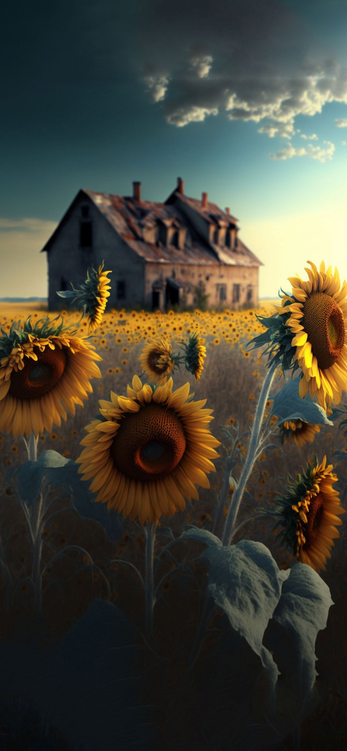 Sunflowers & Old House Wallpaper Wallpaper iPhone