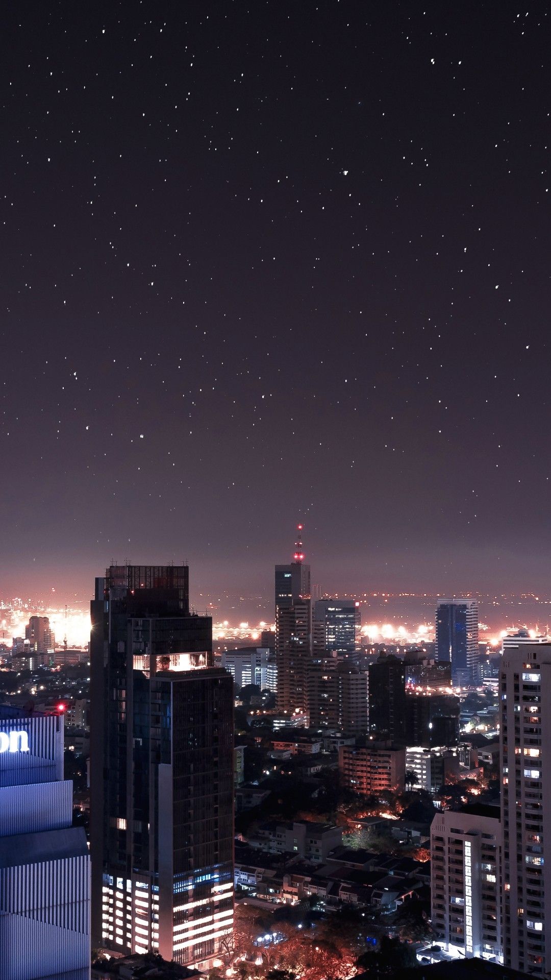 Night, Stars, Buildings, Skyscrapers, Cityscape. City aesthetic, Sky aesthetic, Cityscape wallpaper