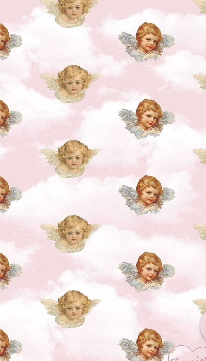 A cute pattern of angels on a pink background - Angels