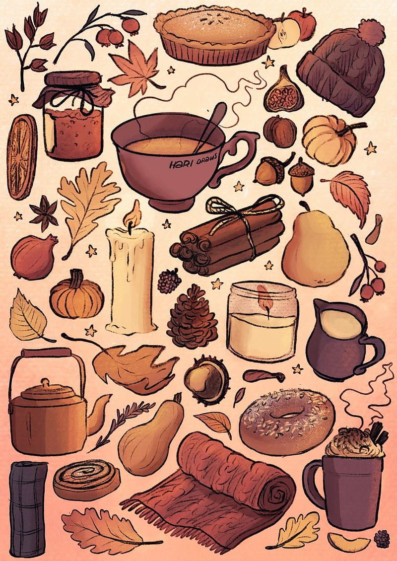 Autumn, autumn, candles, coffee, cozy, fall, leaves, seasons, HD phone wallpaper