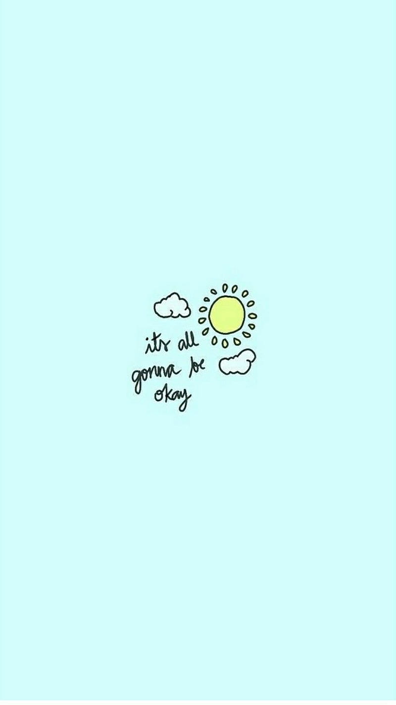 A sun and clouds on blue background - Happy, positivity