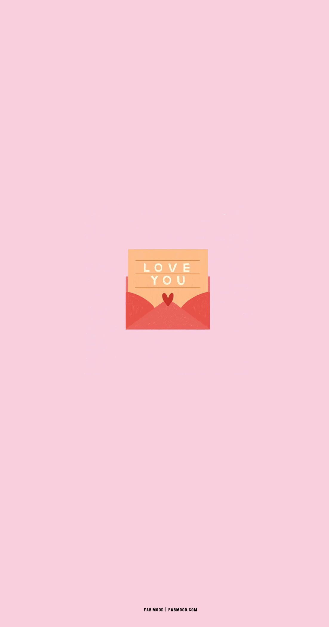 A pink background with the words love you on it - Happy, cute iPhone, Cupid