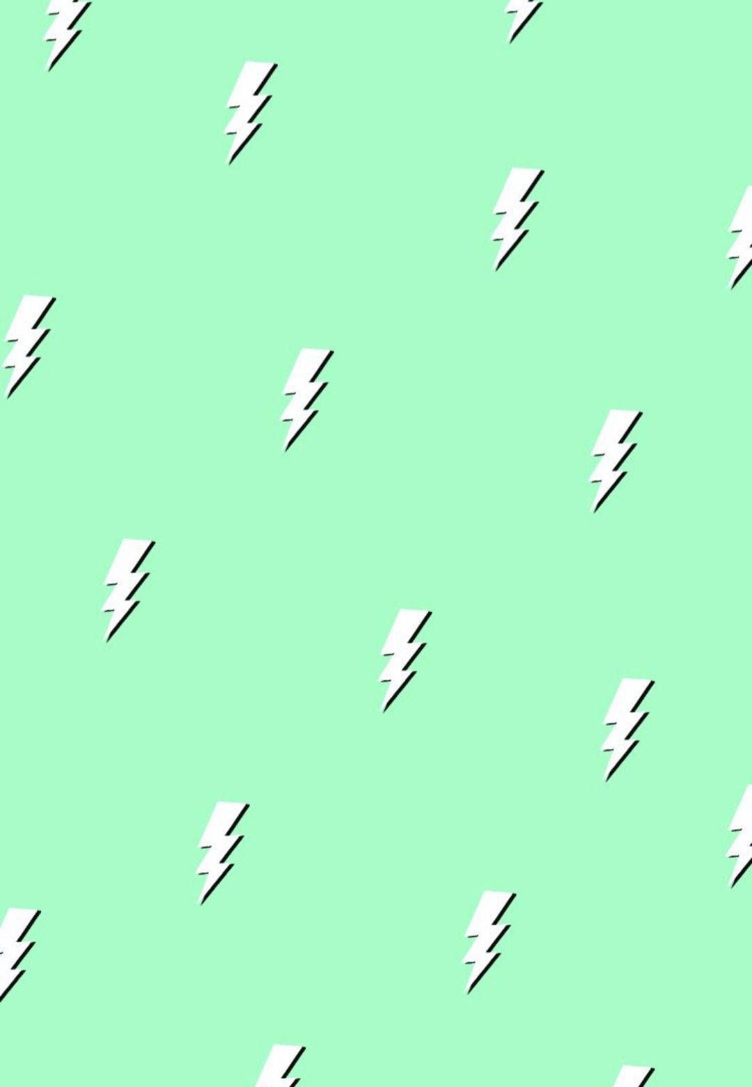 Lightning bolt pattern on a green background - Green, lime green, soft green, light green, lightning