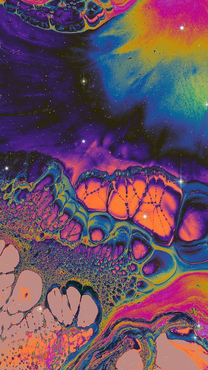 A colorful painting of the sky and stars - 60s, psychedelic, 70s