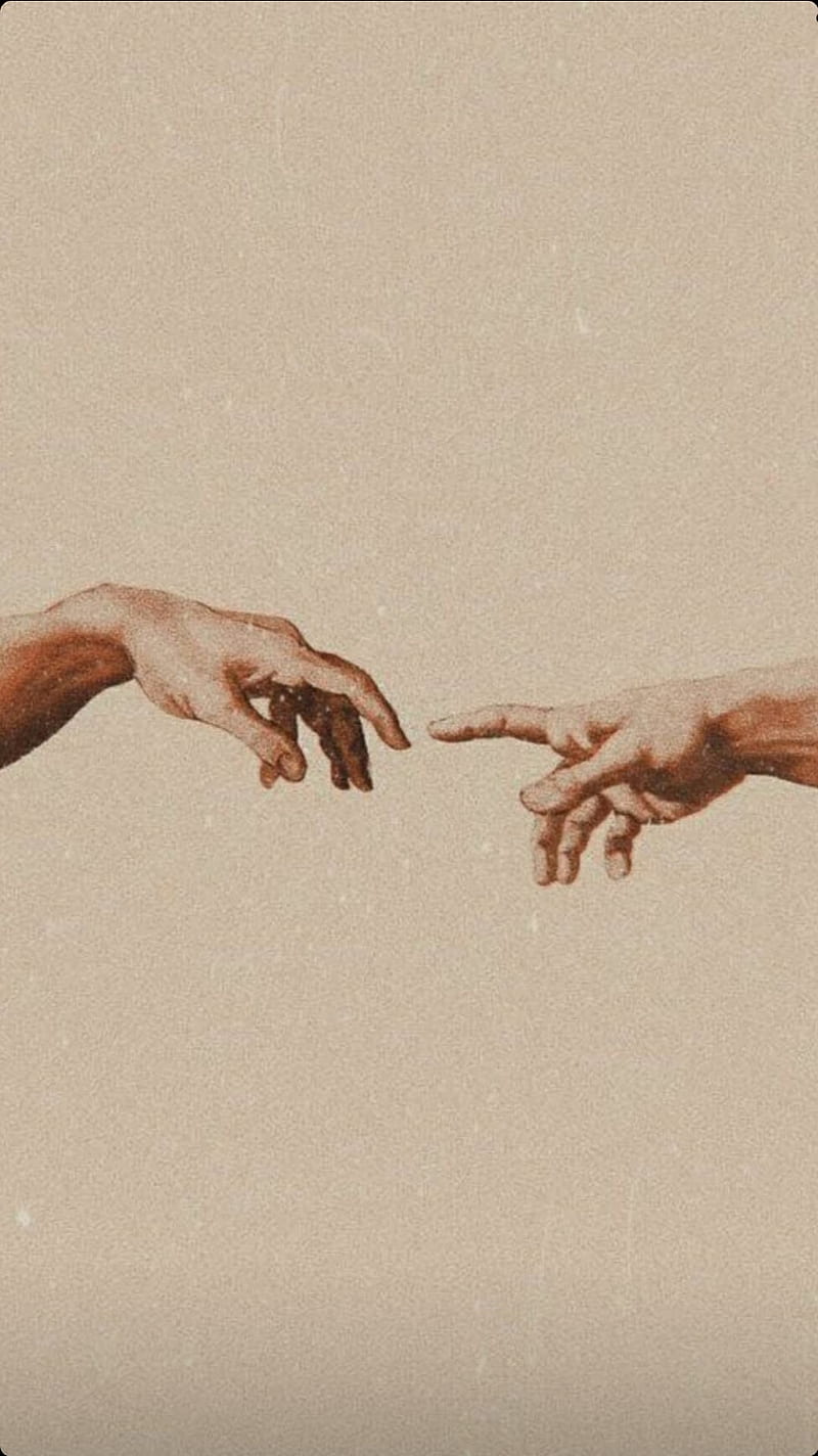 Brown aesthetic background, hands reaching for each other, aesthetic backgrounds, brown background - 70s