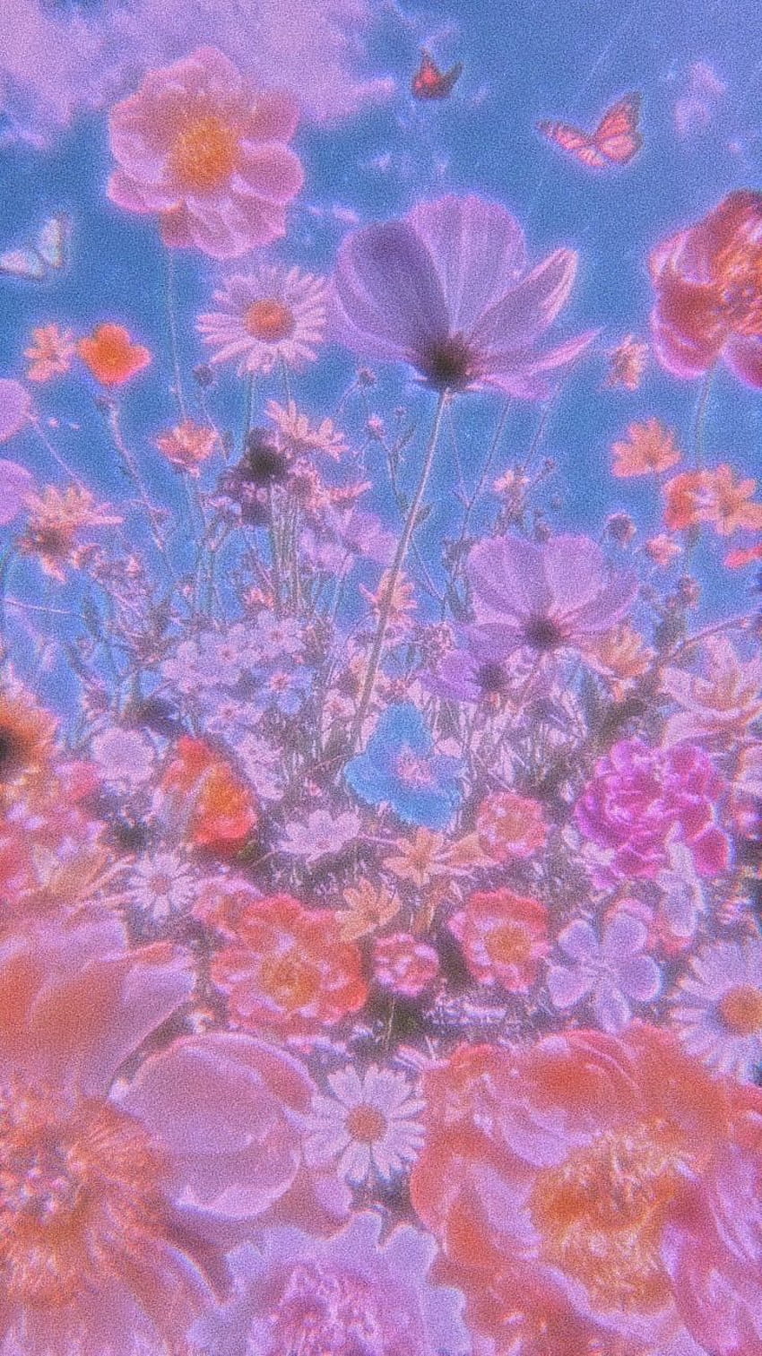 Flower field aesthetic 90s, Pink 90s Aesthetic HD phone wallpaper