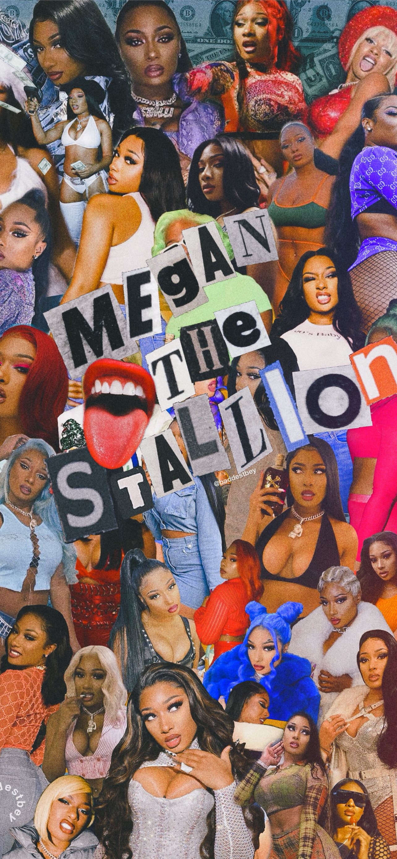 A collage of Megan Thee Stallion and other women in the music industry. - 90s