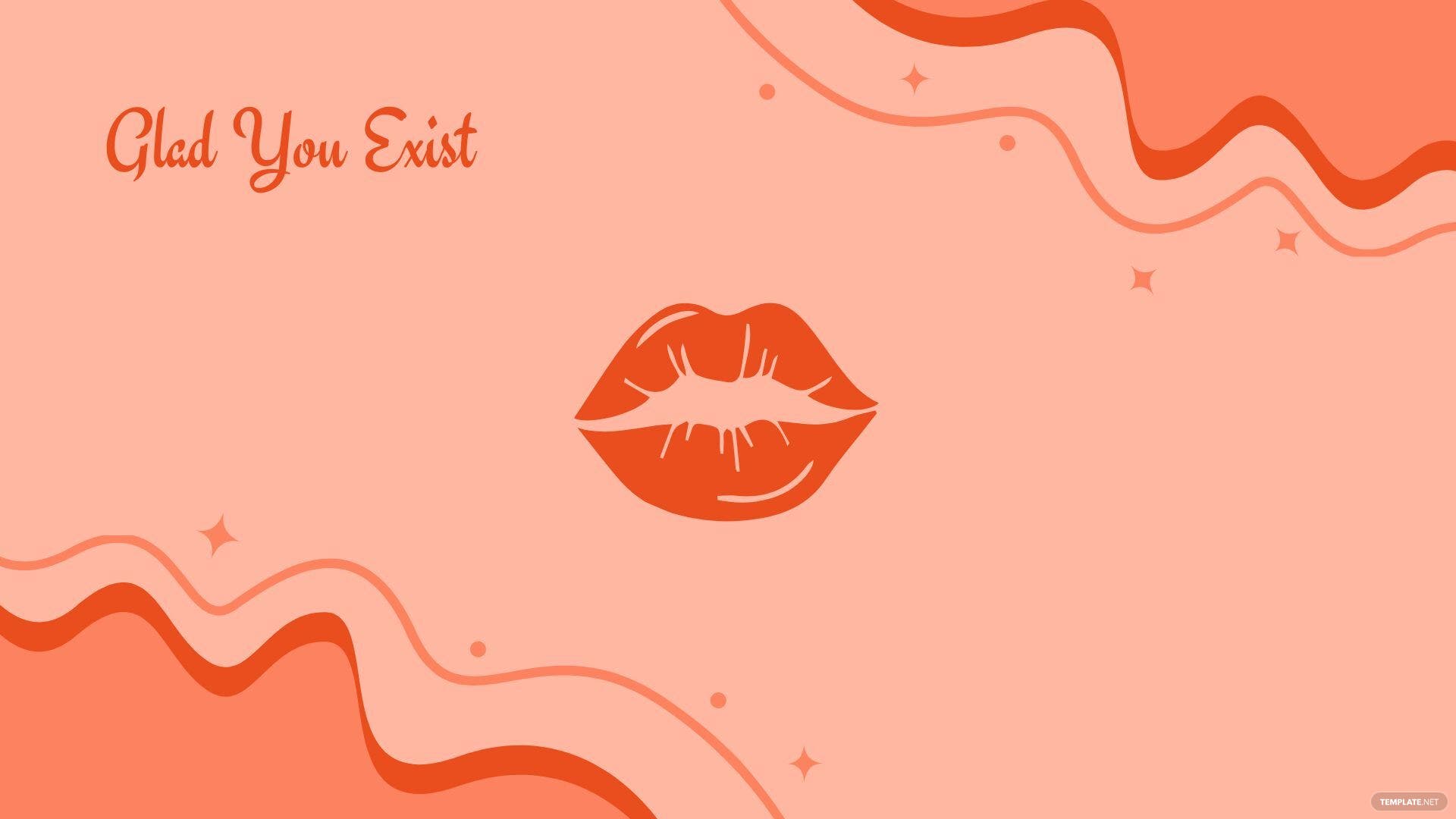 Wallpaper of a pair of lips with the text 