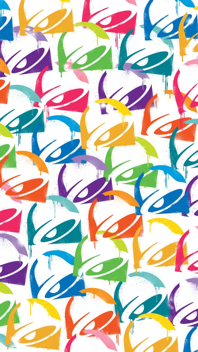 A pattern of colorful graffiti on a white background - 2000s