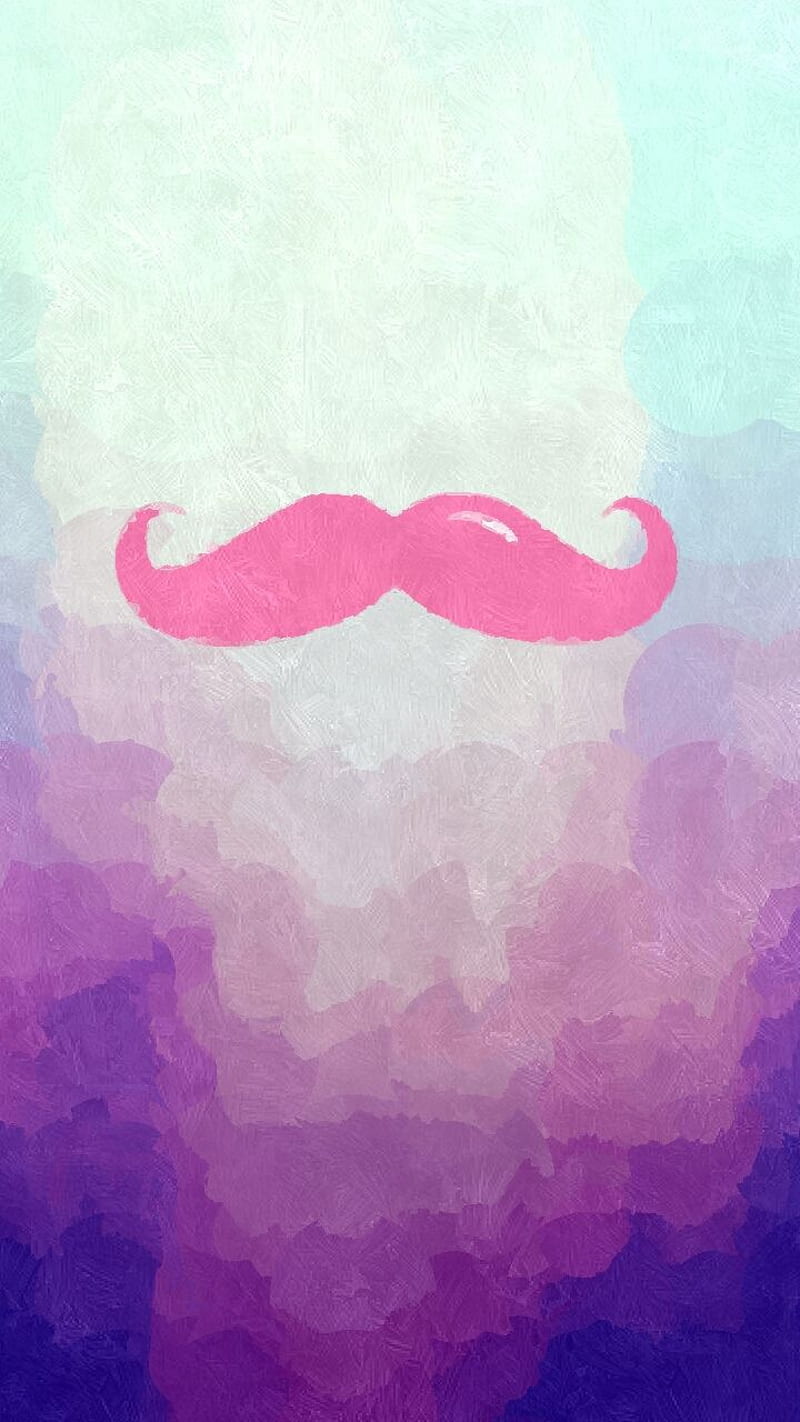 A phone wallpaper of a pink mustache on a watercolor background - Markiplier