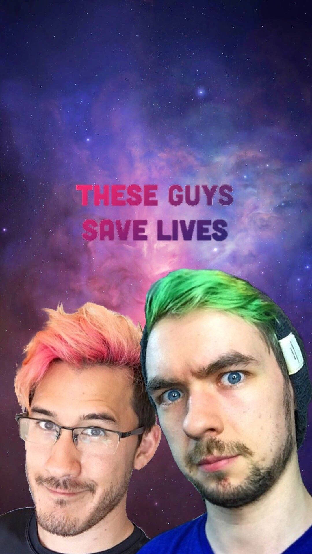 Two guys with pink hair and green eyes - Markiplier