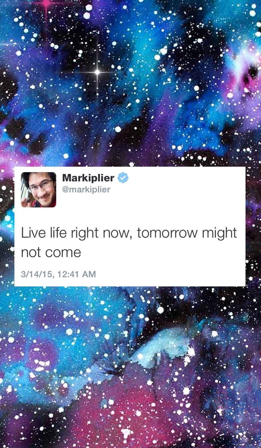 A tweet from mark zuckerberg with the caption live life now, tomorrow might not come - Markiplier