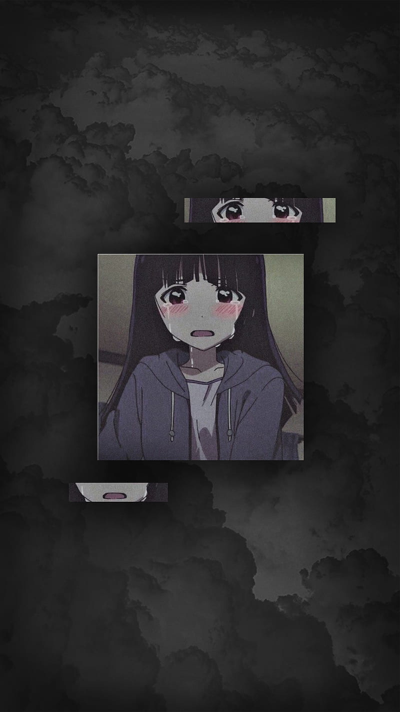 A picture of anime characters on the screen - Anime, sad
