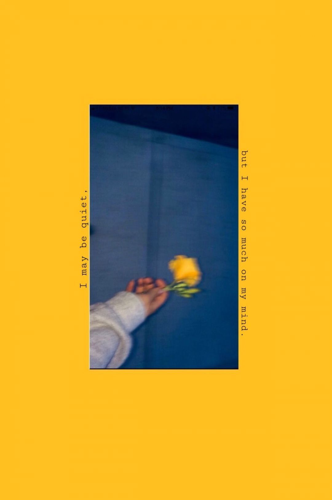 Aesthetic phone wallpaper of a yellow rose being held by a hand - Yellow