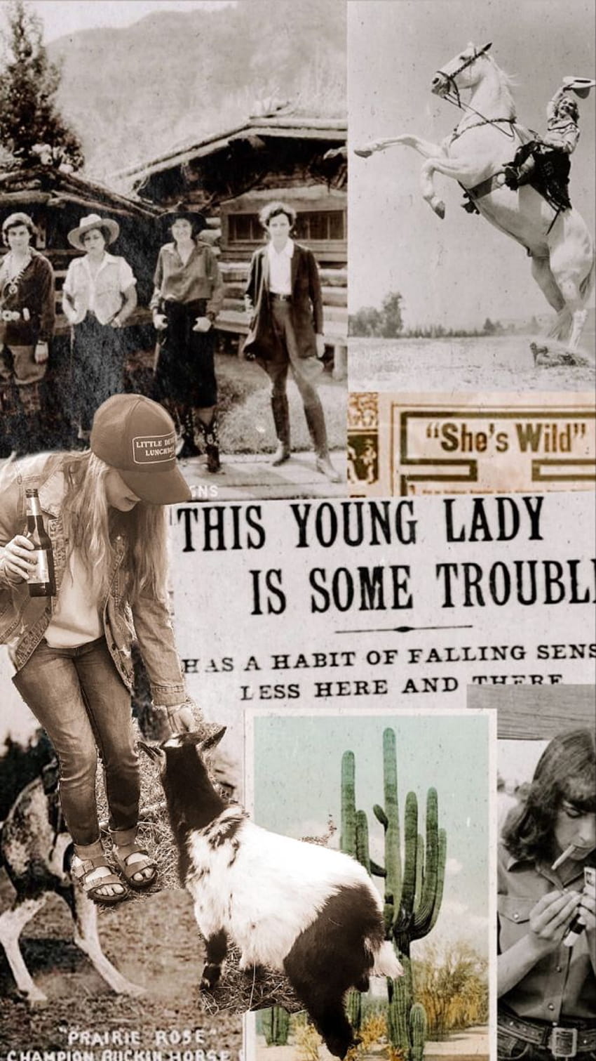 A collage of pictures with the words this young lady is some trouble - Cowgirl, western