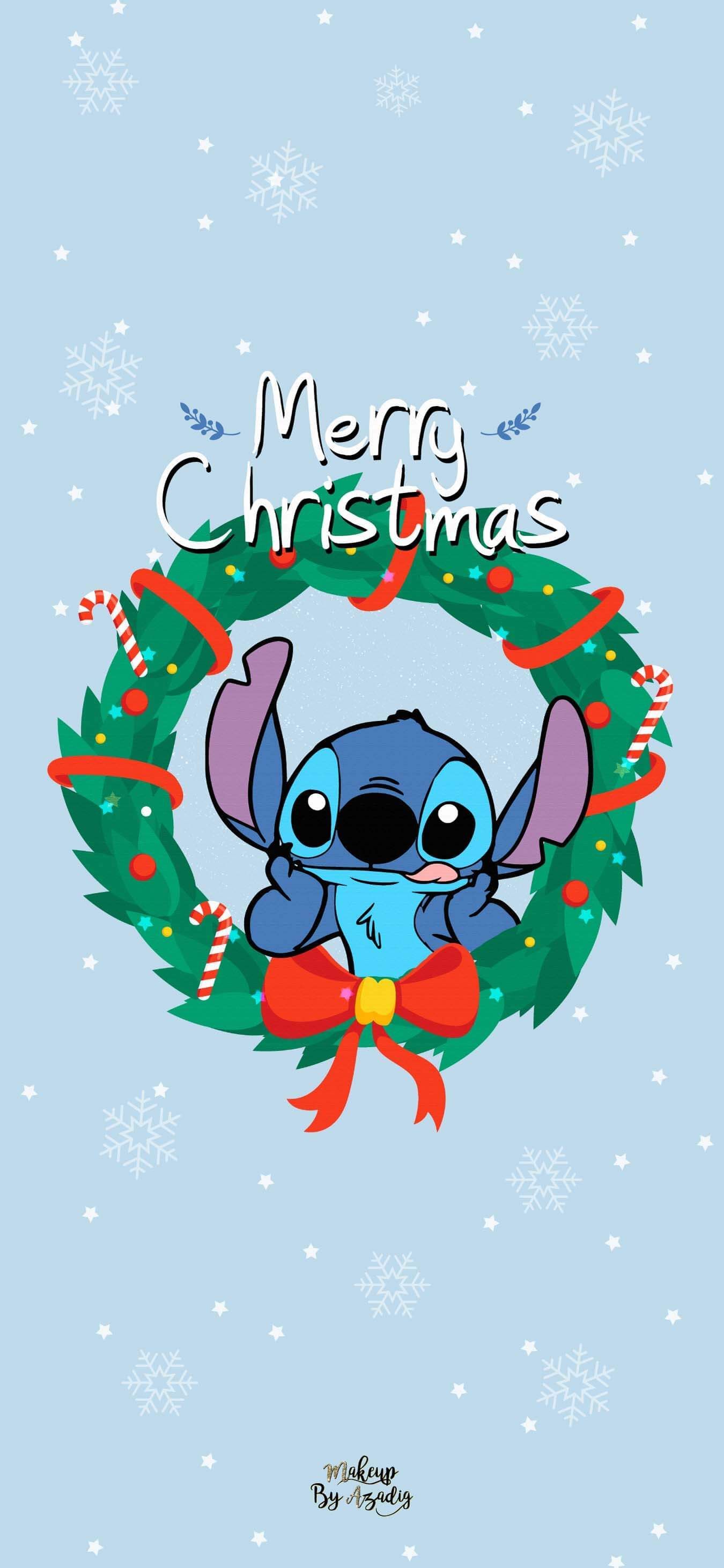 Stitch merry christmas wallpaper by makeupbyregally - Christmas iPhone, Disney, cute Christmas