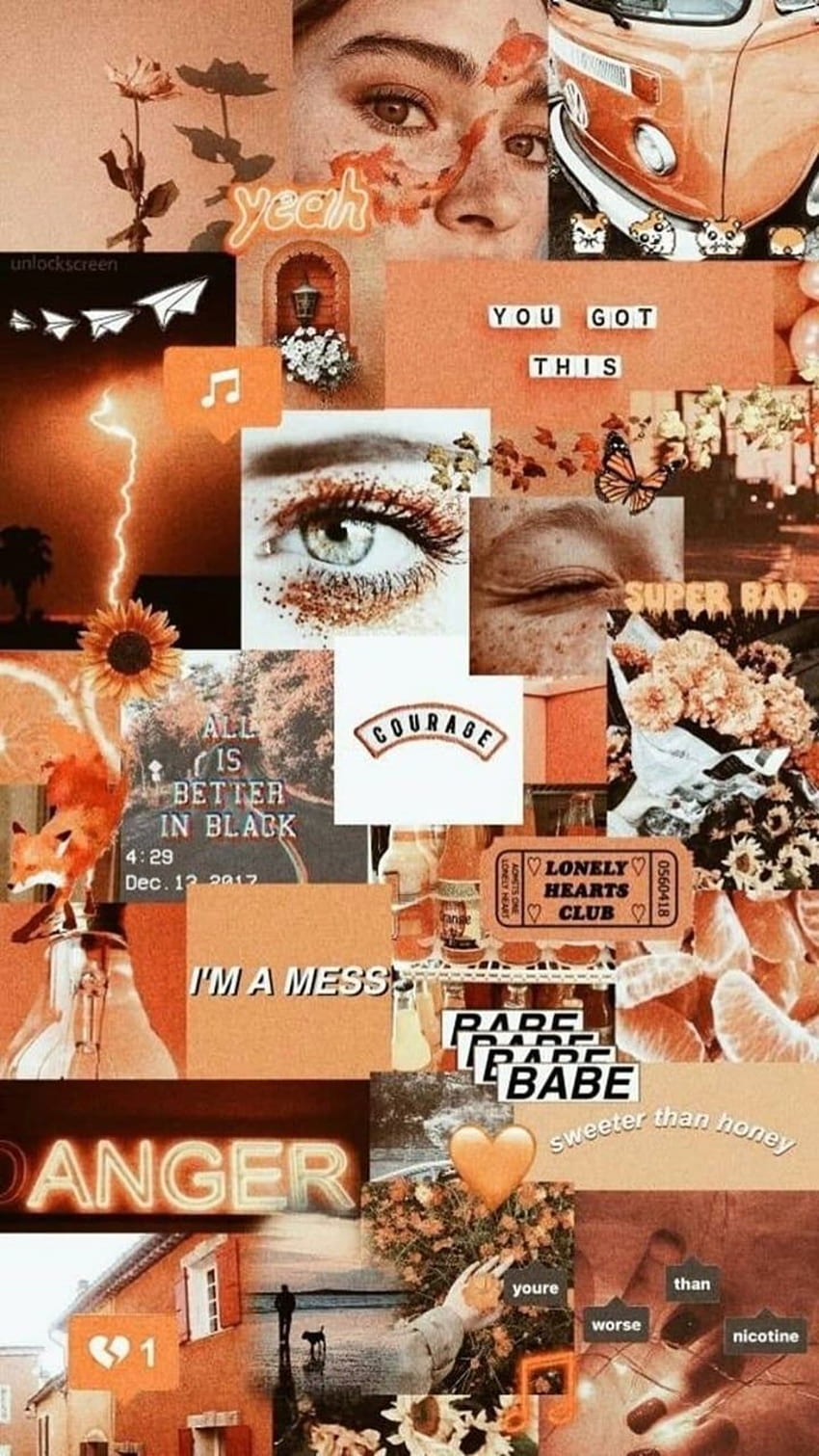 Aesthetic collage background with orange and brown colors - Cowgirl, collage