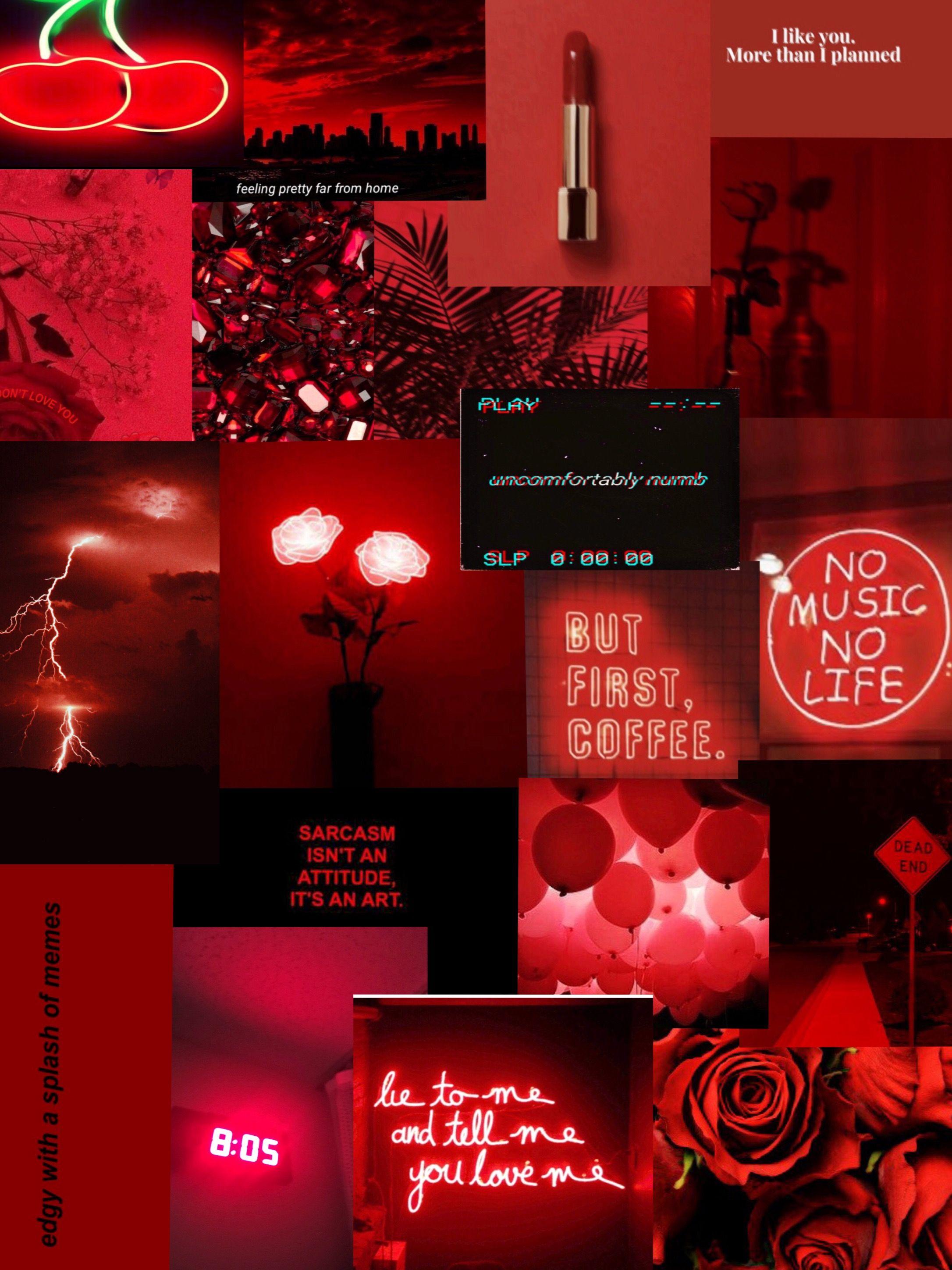 Aesthetic red collage with text that says 
