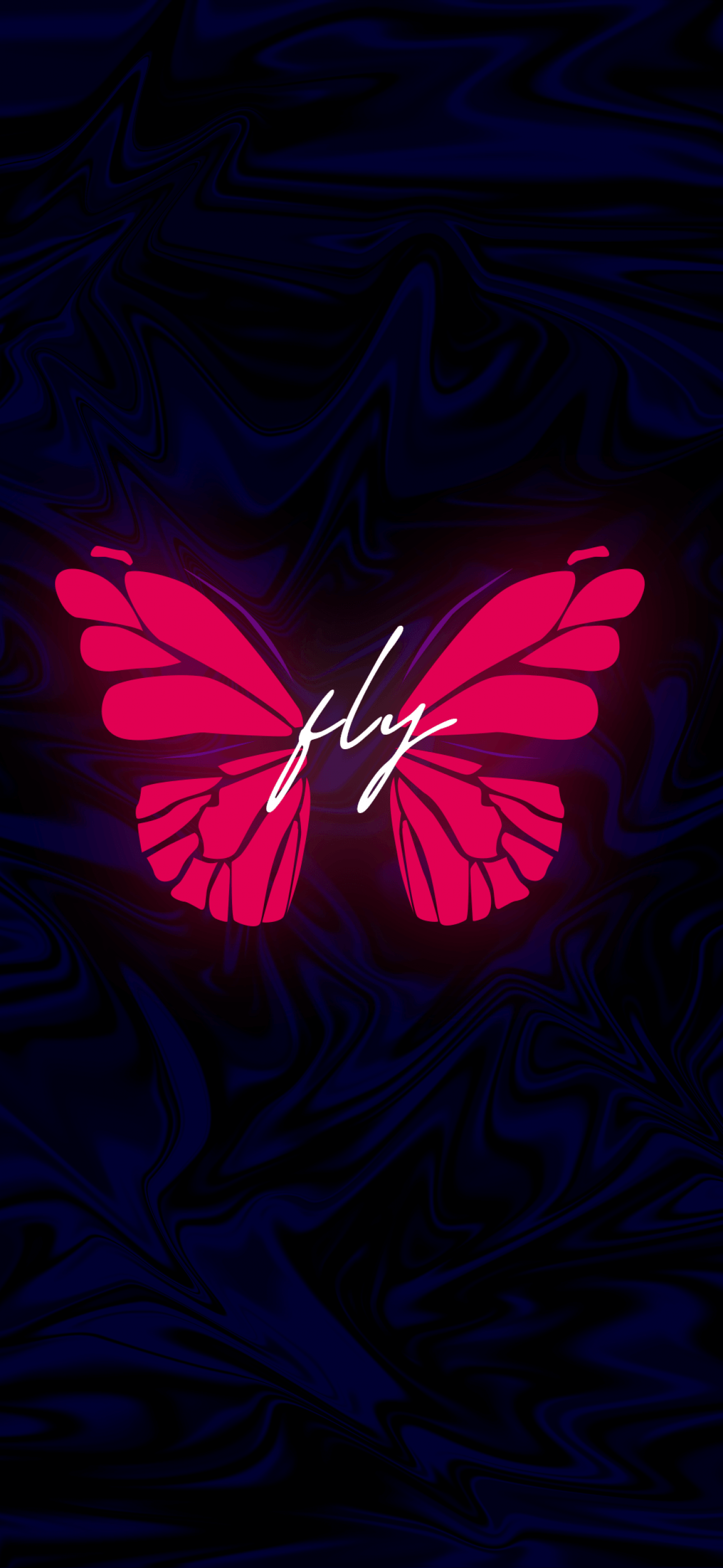 A phone wallpaper with a pink butterfly on a dark background - Butterfly