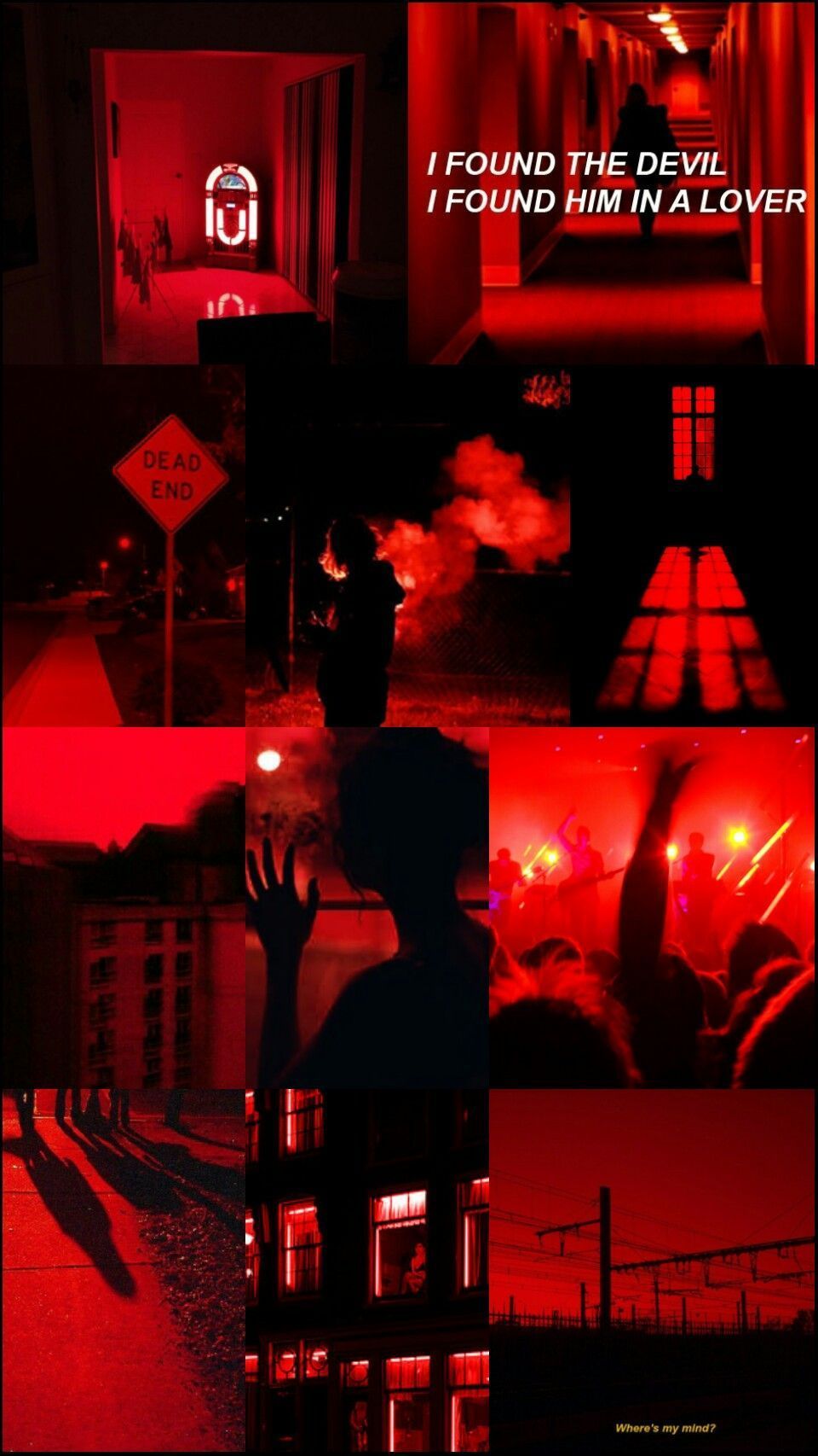 A collage of pictures with red lighting - Red, dark red, iPhone red, Virgo, Riverdale