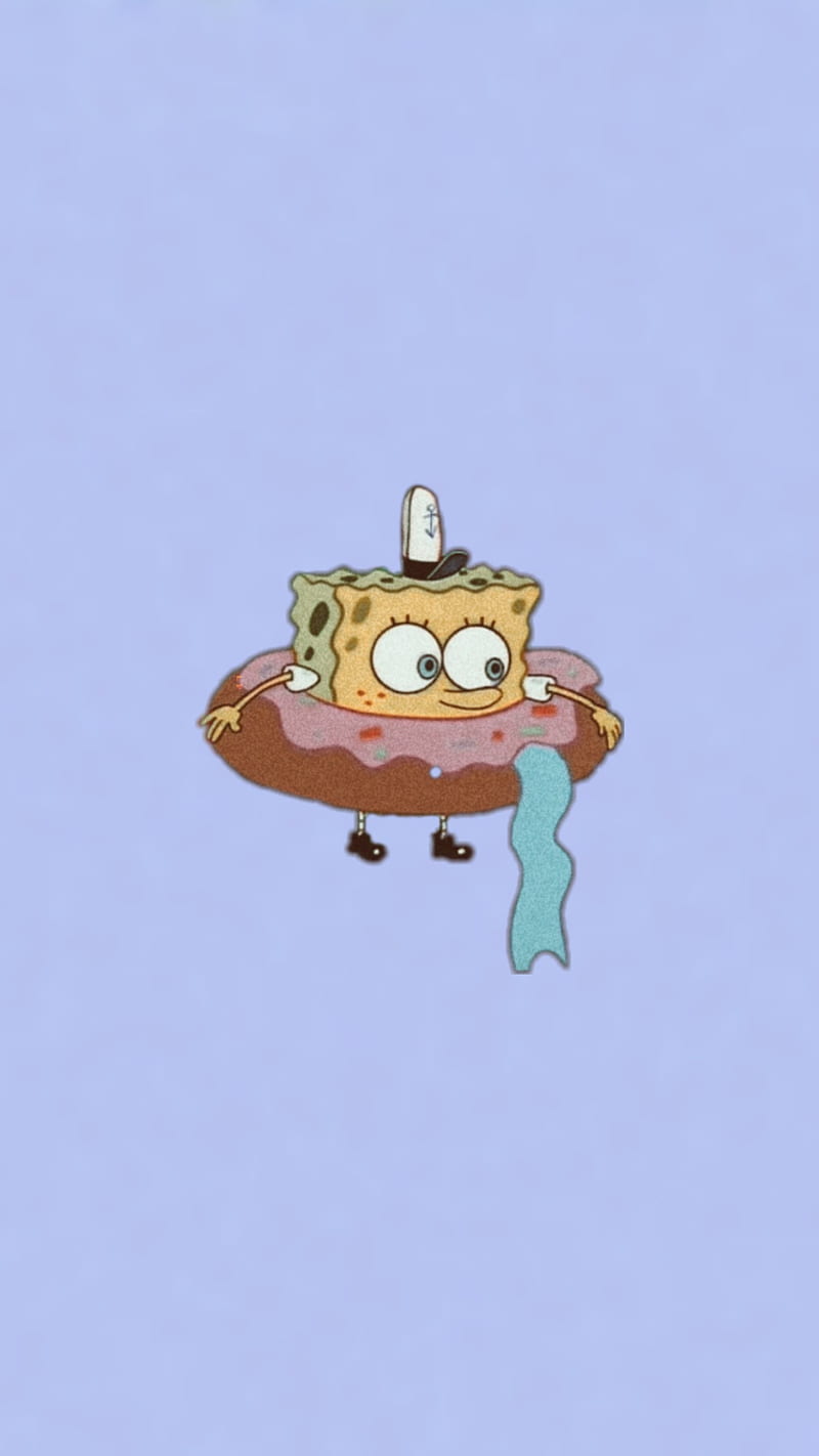 Aesthetic, blue, donut, sponge, spongebob, HD phone wallpaper