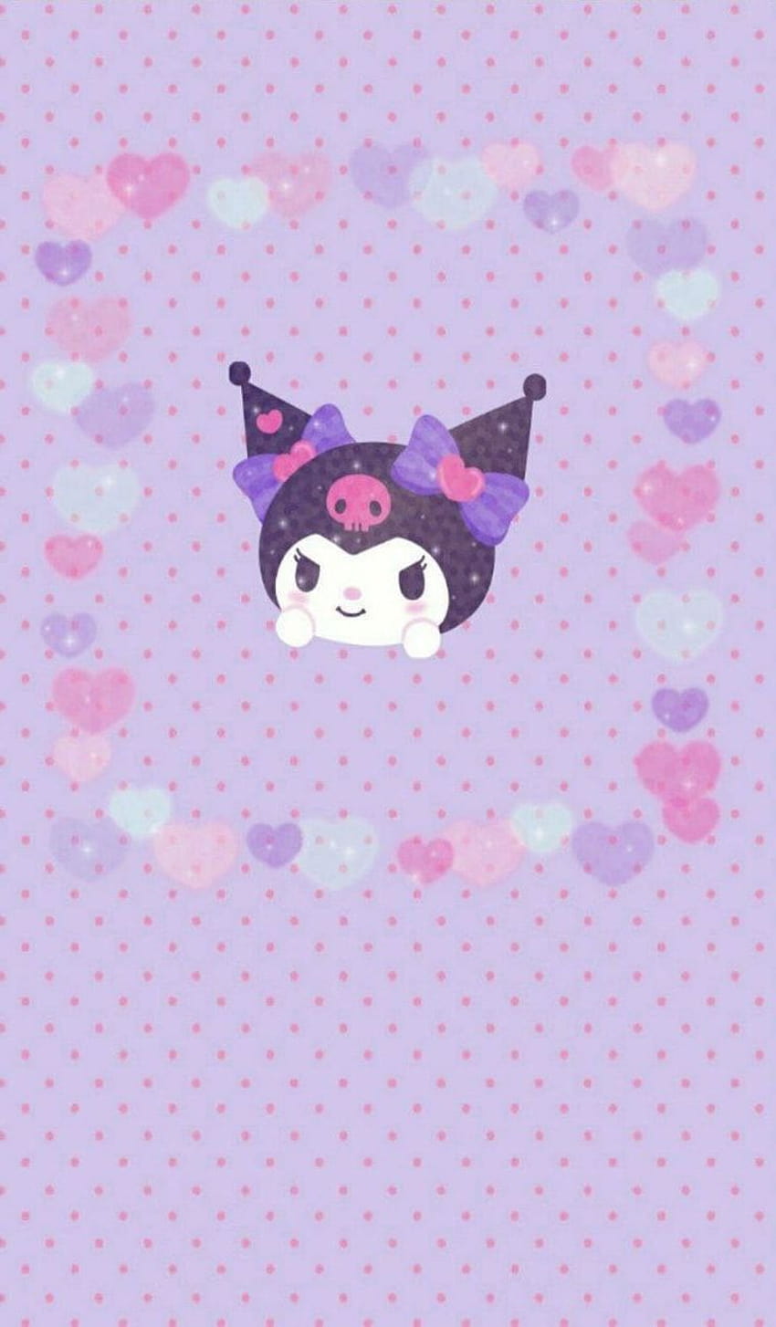 A cute cat with hearts and bows on it - Kuromi