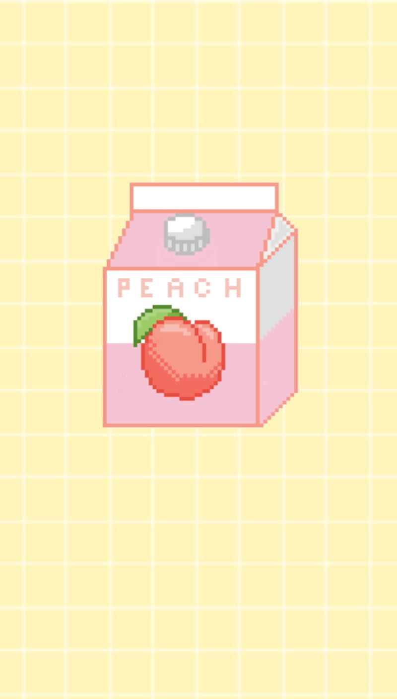 A peach carton on a yellow background - Peach