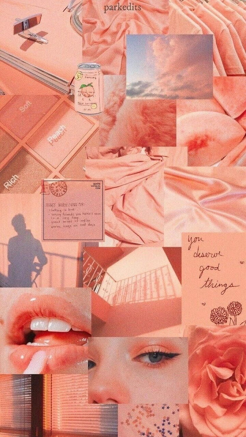 A collage of pink and orange pictures - Peach, coral